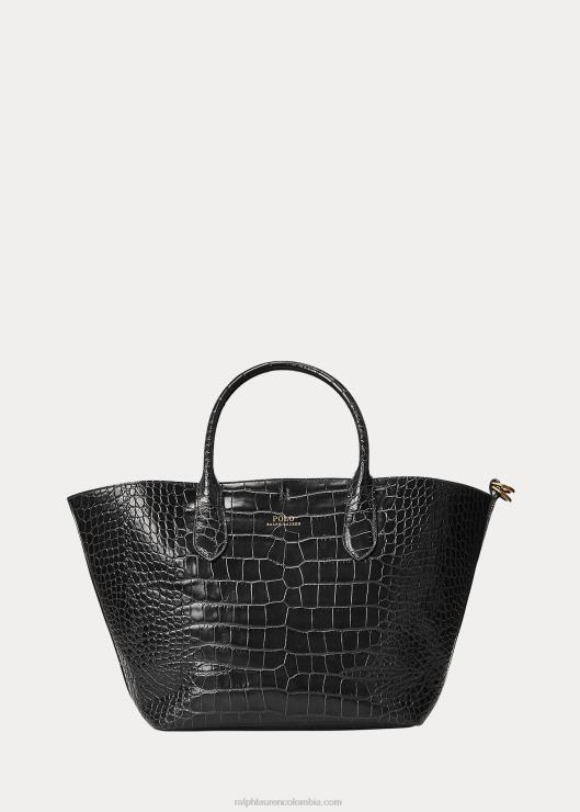 bolso shopper mediano con detalles en relieve mujer negro Ralph Lauren 2XR2V5217
