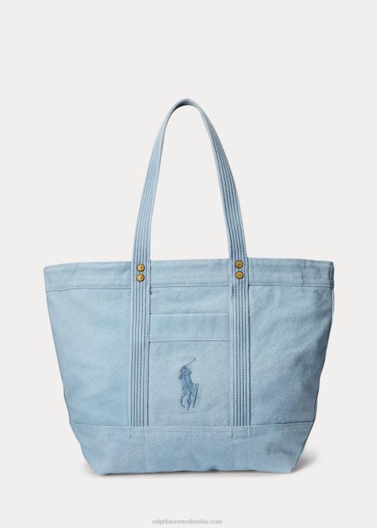 bolso shopper mediano de lona mujer índigo Ralph Lauren 2XR2V5240