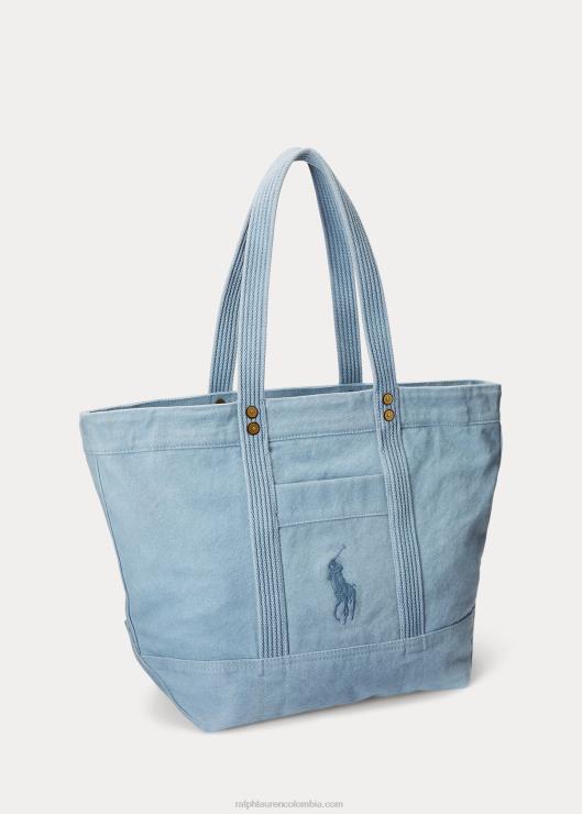 bolso shopper mediano de lona mujer índigo Ralph Lauren 2XR2V5240