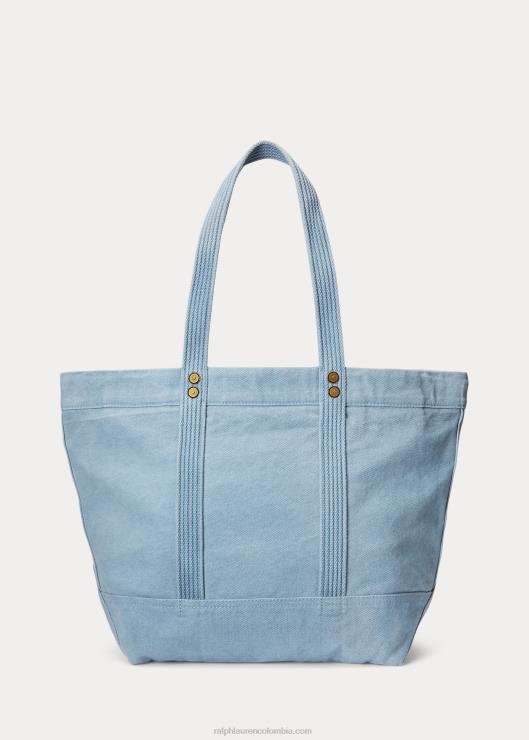 bolso shopper mediano de lona mujer índigo Ralph Lauren 2XR2V5240