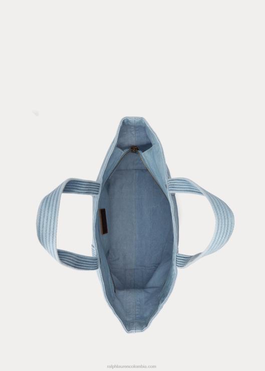 bolso shopper mediano de lona mujer índigo Ralph Lauren 2XR2V5240