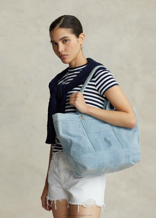 bolso shopper mediano de lona mujer índigo Ralph Lauren 2XR2V5240
