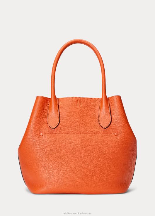 bolso shopper mediano reversible de piel mujer puesta de sol naranja Ralph Lauren 2XR2V5214