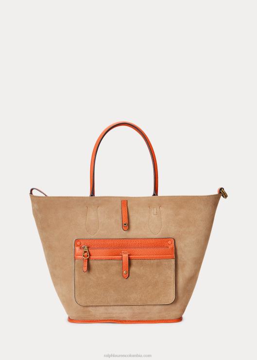 bolso shopper mediano reversible de piel mujer puesta de sol naranja Ralph Lauren 2XR2V5214