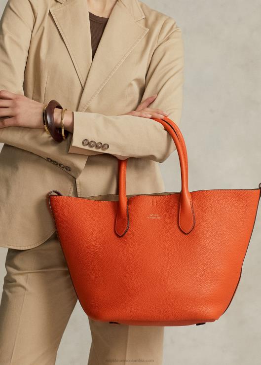 bolso shopper mediano reversible de piel mujer puesta de sol naranja Ralph Lauren 2XR2V5214