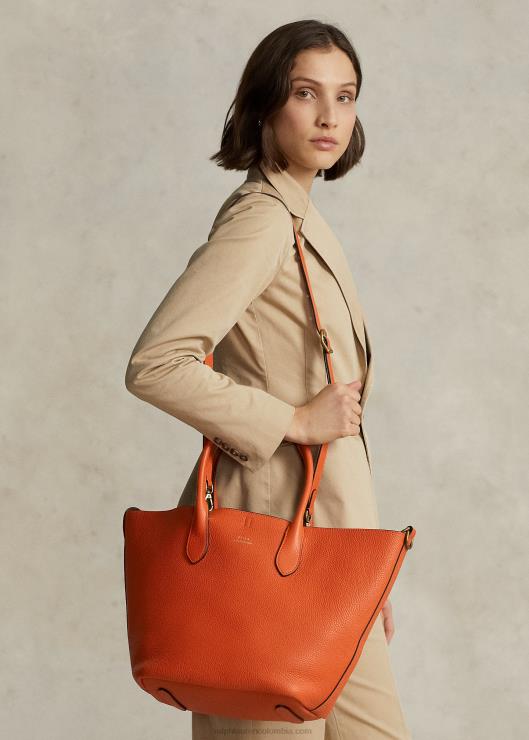 bolso shopper mediano reversible de piel mujer puesta de sol naranja Ralph Lauren 2XR2V5214
