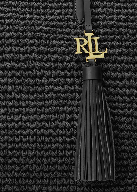 bolso shopper whitney mediano de paja mujer negro Ralph Lauren 2XR2V5423