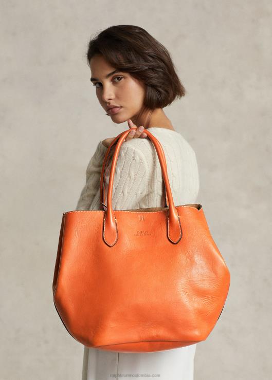 bolso tote Bellport grande de piel mujer caqui Ralph Lauren 2XR2V5220