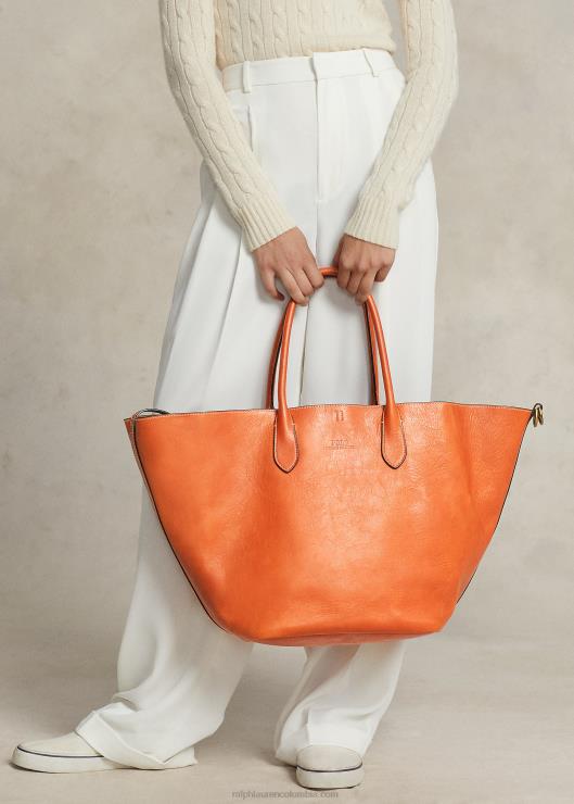 bolso tote Bellport grande de piel mujer caqui Ralph Lauren 2XR2V5220