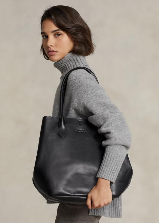 bolso tote Bellport grande de piel mujer negro Ralph Lauren 2XR2V5222