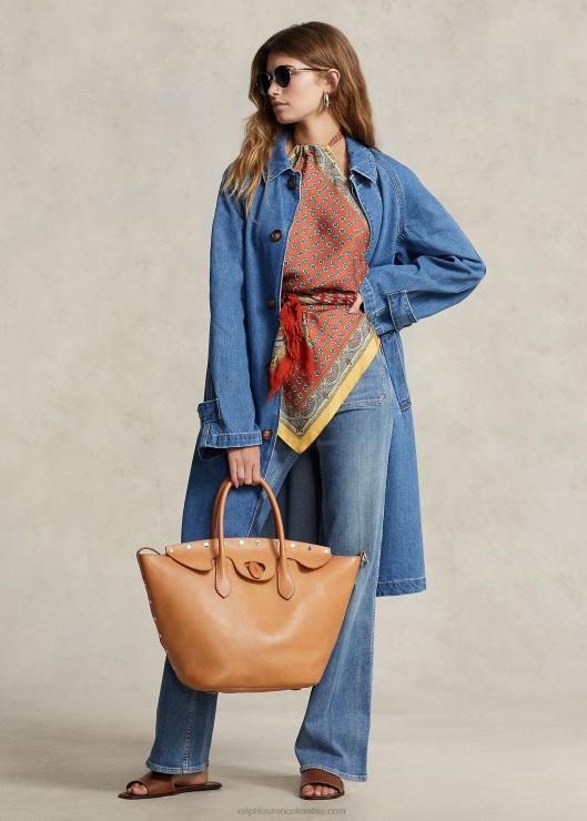 bolso tote Bellport mediano con tachuelas mujer natural Ralph Lauren 2XR2V5215