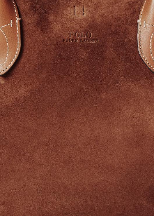 bolso tote Bellport mediano de ante de becerro mujer canela Ralph Lauren 2XR2V5212