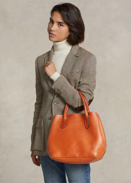 bolso tote Bellport mediano de piel mujer caqui Ralph Lauren 2XR2V5218