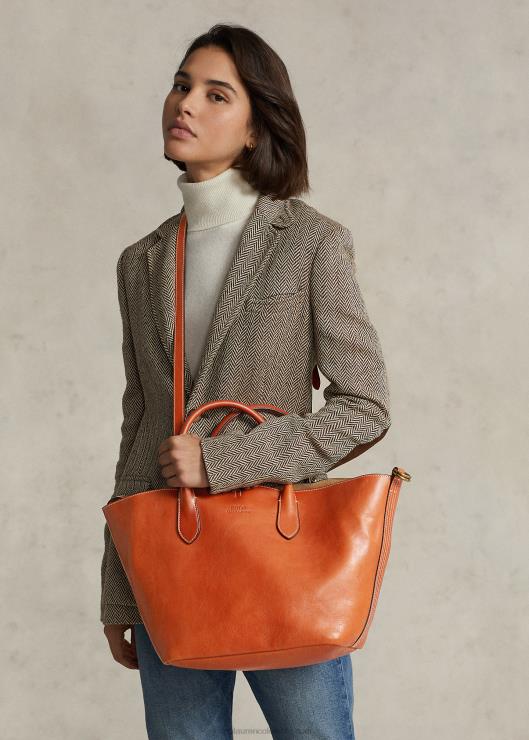 bolso tote Bellport mediano de piel mujer caqui Ralph Lauren 2XR2V5218