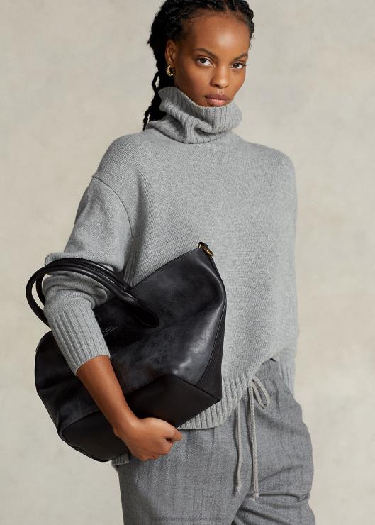 bolso tote Bellport mediano de piel mujer negro Ralph Lauren 2XR2V5219