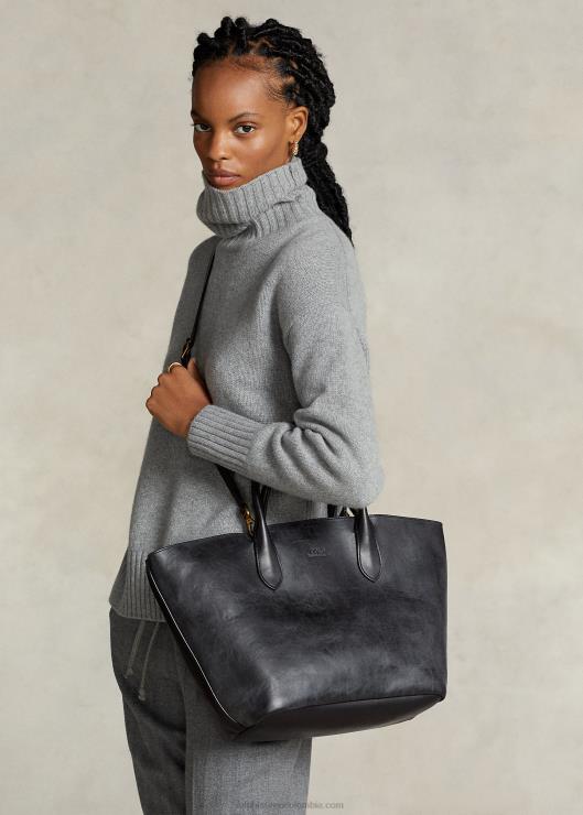 bolso tote Bellport mediano de piel mujer negro Ralph Lauren 2XR2V5219