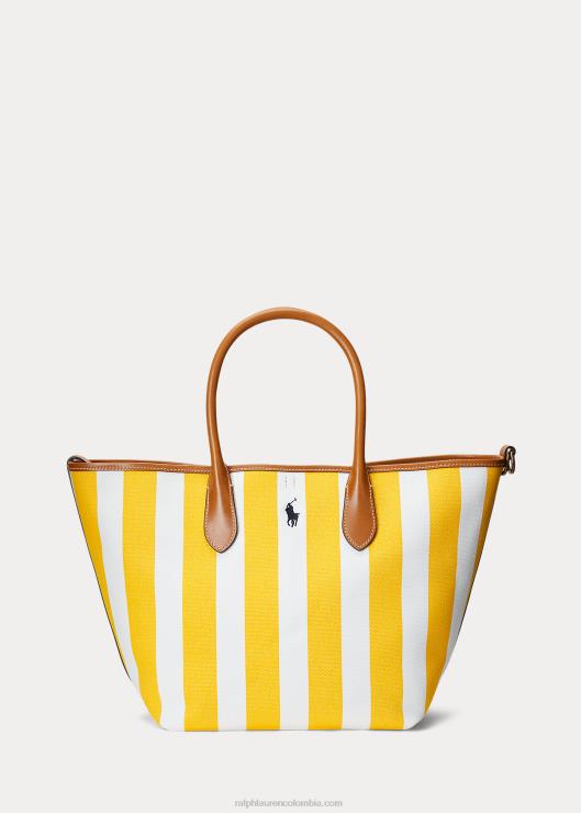 bolso tote Bellport mediano reversible de lona mujer amarillo pez luna/azul marino Ralph Lauren 2XR2V5196