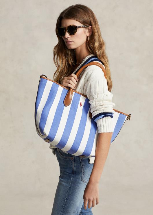 bolso tote Bellport mediano reversible de lona mujer marina real/marina de newport Ralph Lauren 2XR2V5194