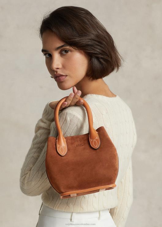 bolso tote Bellport mini de ante mujer canela Ralph Lauren 2XR2V5210