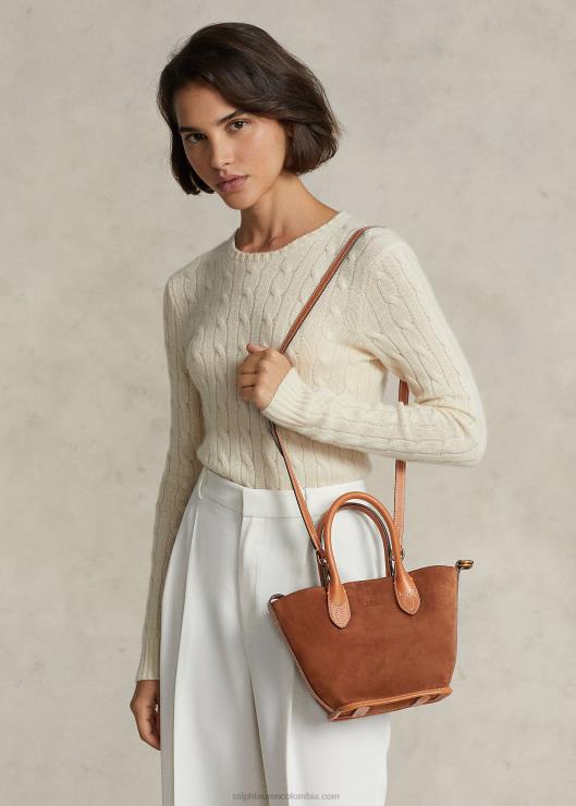 bolso tote Bellport mini de ante mujer canela Ralph Lauren 2XR2V5210