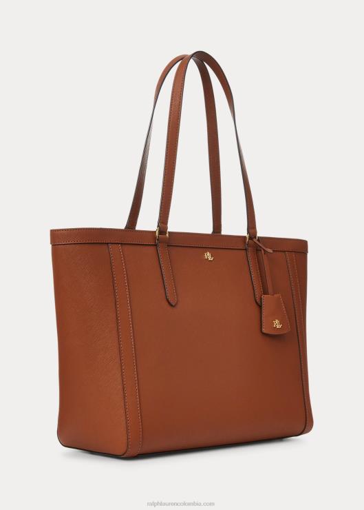 bolso tote clare grande de piel con rayas cruzadas mujer broncearse Ralph Lauren 2XR2V5429