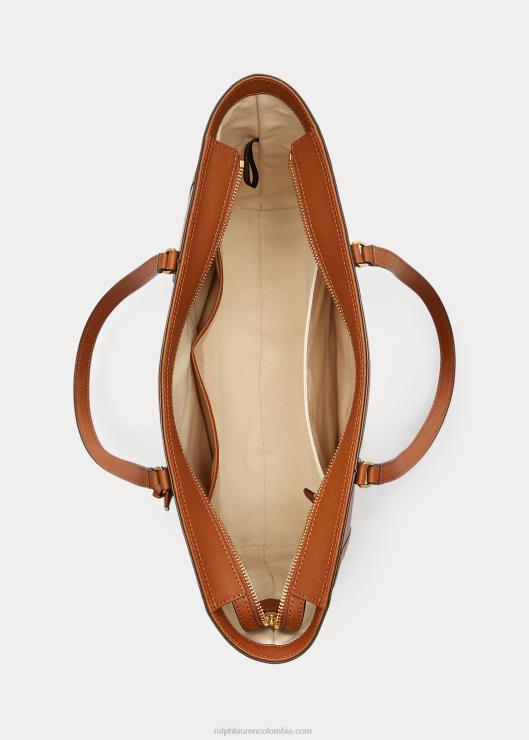 bolso tote clare grande de piel con rayas cruzadas mujer broncearse Ralph Lauren 2XR2V5429