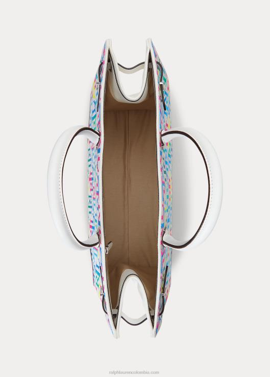 tote devyn grande de lona bordada mujer logotipo multicolor/blanco Ralph Lauren 2XR2V5425