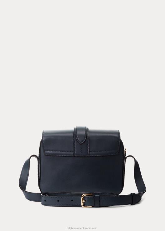 bandolera Welington de piel de becerro mujer marina marina Ralph Lauren 2XR2V5267