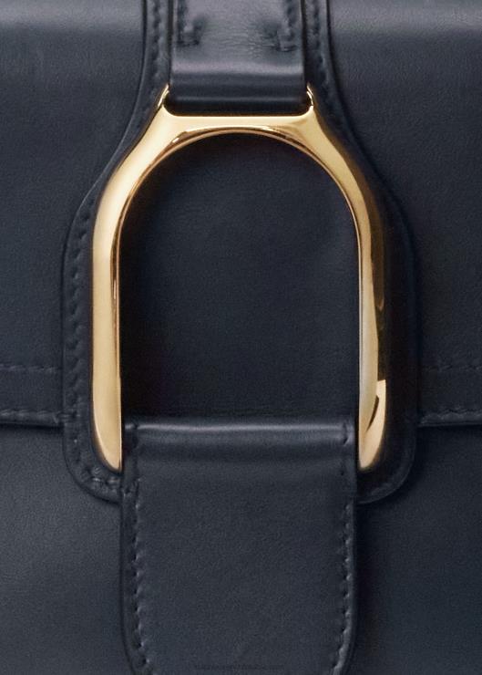 bandolera Welington de piel de becerro mujer marina marina Ralph Lauren 2XR2V5267