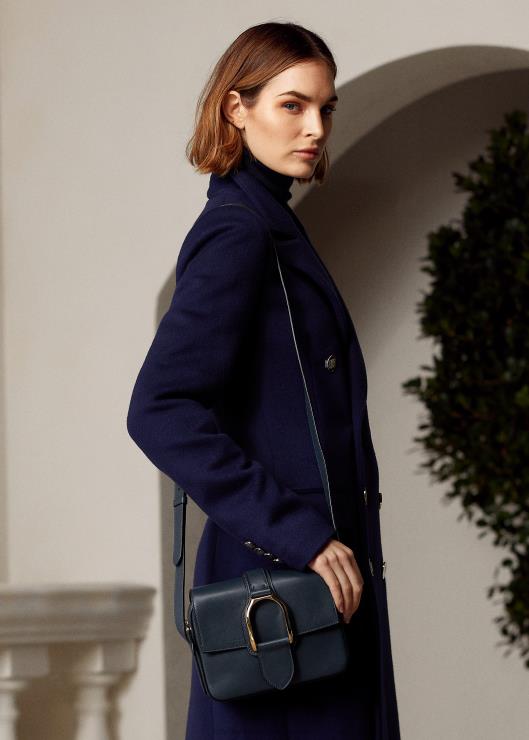 bandolera Welington de piel de becerro mujer marina marina Ralph Lauren 2XR2V5267