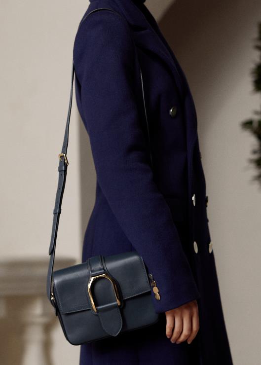 bandolera Welington de piel de becerro mujer marina marina Ralph Lauren 2XR2V5267