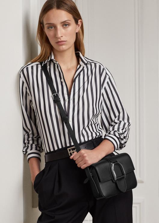 bandolera Welington de piel de becerro mujer negro Ralph Lauren 2XR2V5268