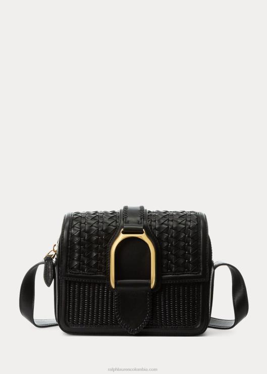 bolsa crossbody Welington de piel de becerro tejida mujer negro Ralph Lauren 2XR2V5262