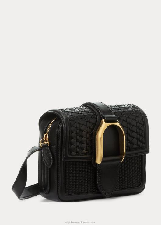 bolsa crossbody Welington de piel de becerro tejida mujer negro Ralph Lauren 2XR2V5262