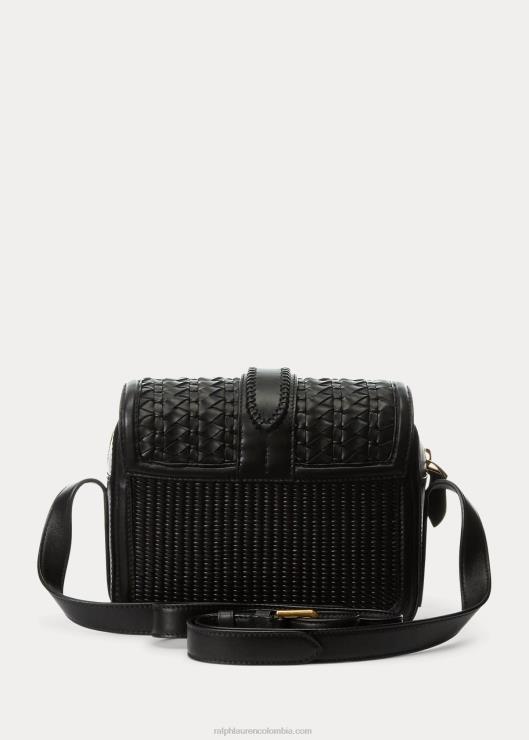 bolsa crossbody Welington de piel de becerro tejida mujer negro Ralph Lauren 2XR2V5262