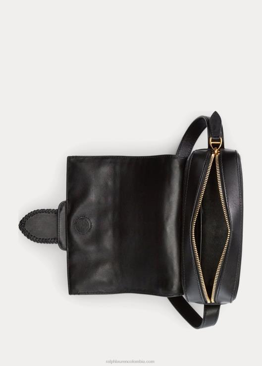 bolsa crossbody Welington de piel de becerro tejida mujer negro Ralph Lauren 2XR2V5262