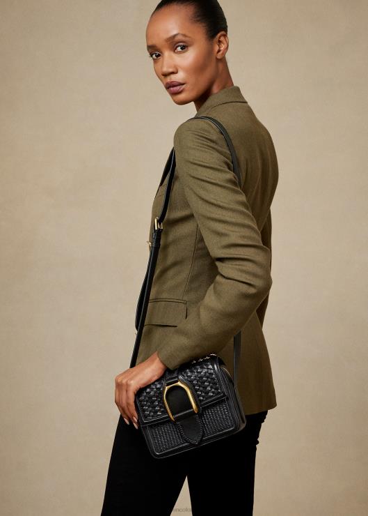 bolsa crossbody Welington de piel de becerro tejida mujer negro Ralph Lauren 2XR2V5262