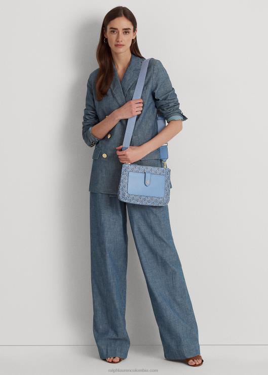 bolsa crossbody jamey mediana de lona revestida mujer pizarra azul Ralph Lauren 2XR2V5392