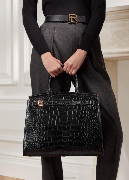 bolso de mano cocodrilo grande rl50 mujer negro Ralph Lauren 2XR2V5305