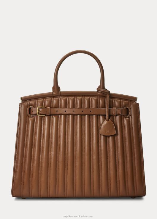 bolso de mano grande rl50 de piel de becerro acolchada mujer oro real Ralph Lauren 2XR2V5300