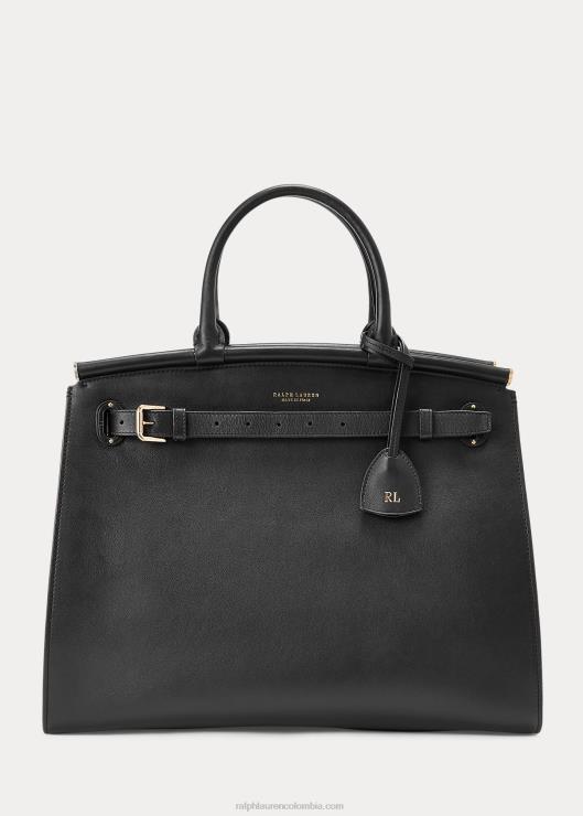 bolso de mano grande rl50 de piel de becerro mujer negro Ralph Lauren 2XR2V5302