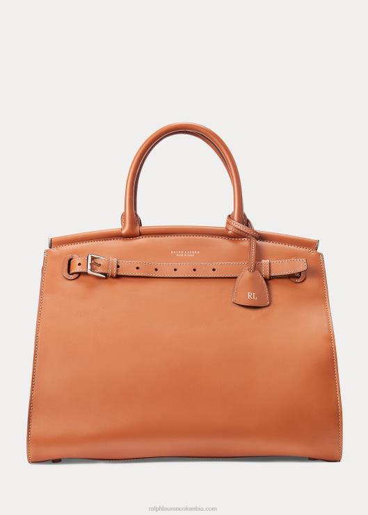 bolso de mano grande rl50 de piel de becerro mujer oro real Ralph Lauren 2XR2V5301