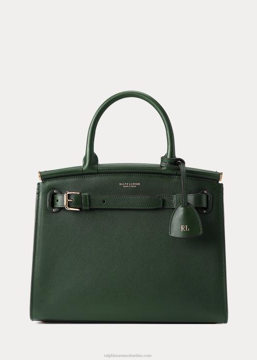 bolso de mano mediano rl50 de piel de becerro mujer carrera verde Ralph Lauren 2XR2V5295