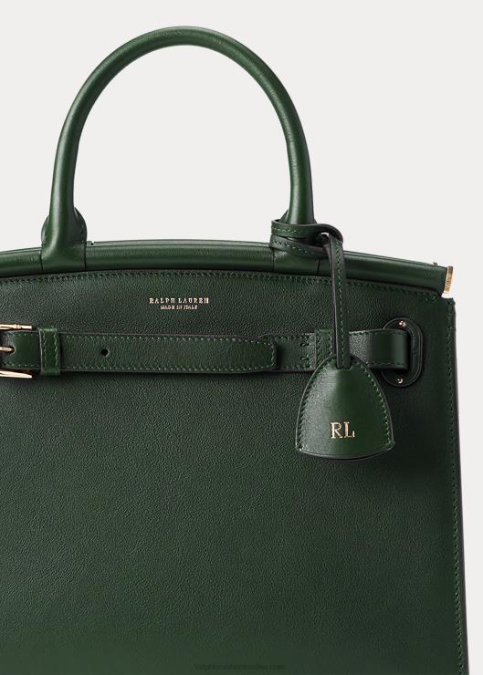 bolso de mano mediano rl50 de piel de becerro mujer carrera verde Ralph Lauren 2XR2V5295