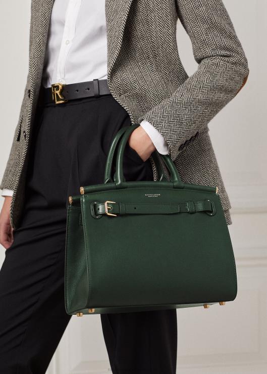 bolso de mano mediano rl50 de piel de becerro mujer carrera verde Ralph Lauren 2XR2V5295