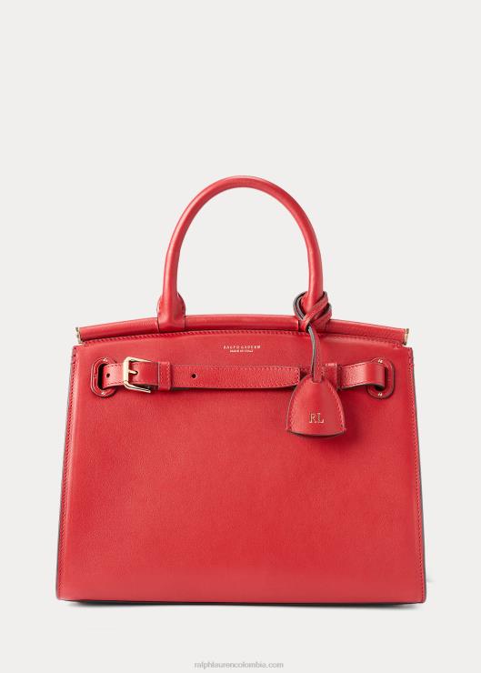 bolso de mano mediano rl50 de piel de becerro mujer color rojo oscuro Ralph Lauren 2XR2V5294