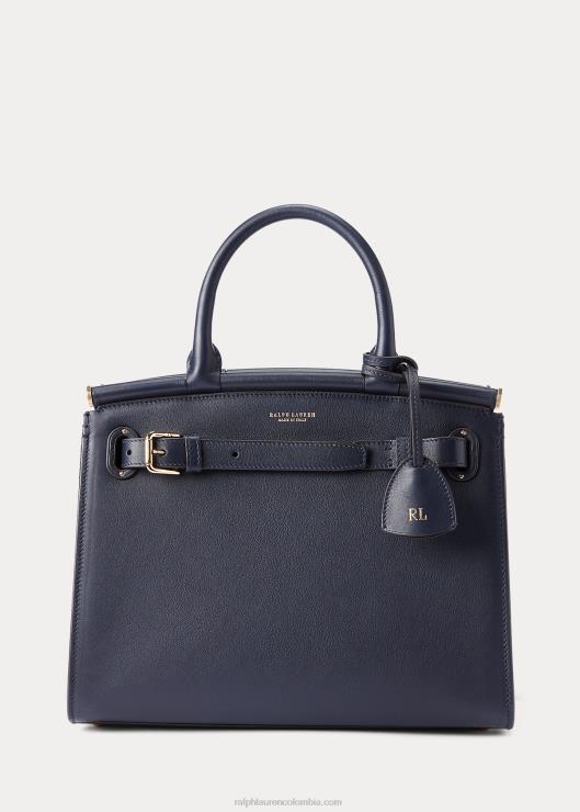 bolso de mano mediano rl50 de piel de becerro mujer marina marina Ralph Lauren 2XR2V5296