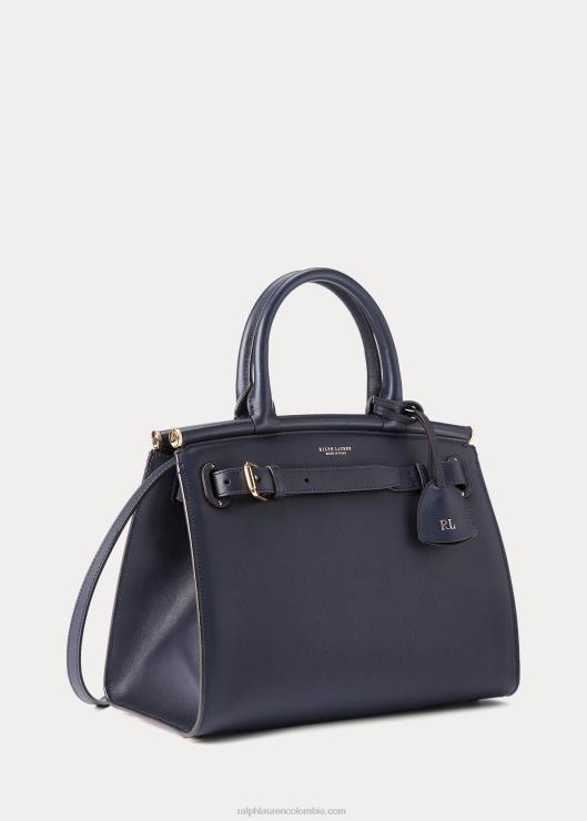 bolso de mano mediano rl50 de piel de becerro mujer marina marina Ralph Lauren 2XR2V5296