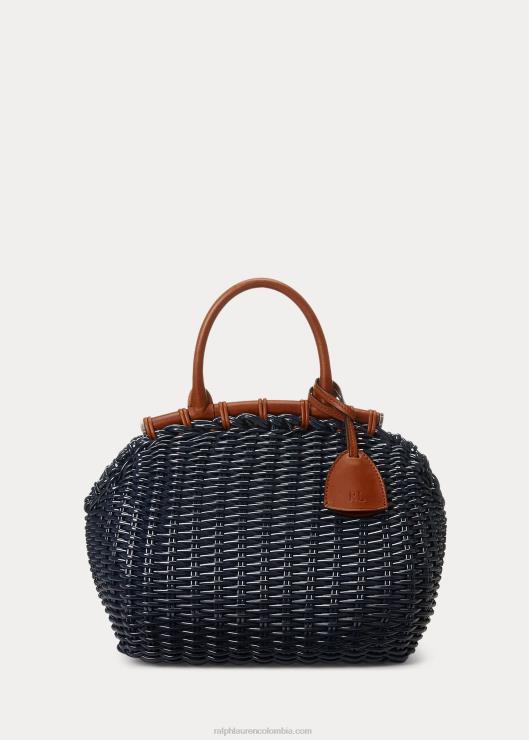bolso de mano mini cesta de charol mujer marina marina Ralph Lauren 2XR2V5141
