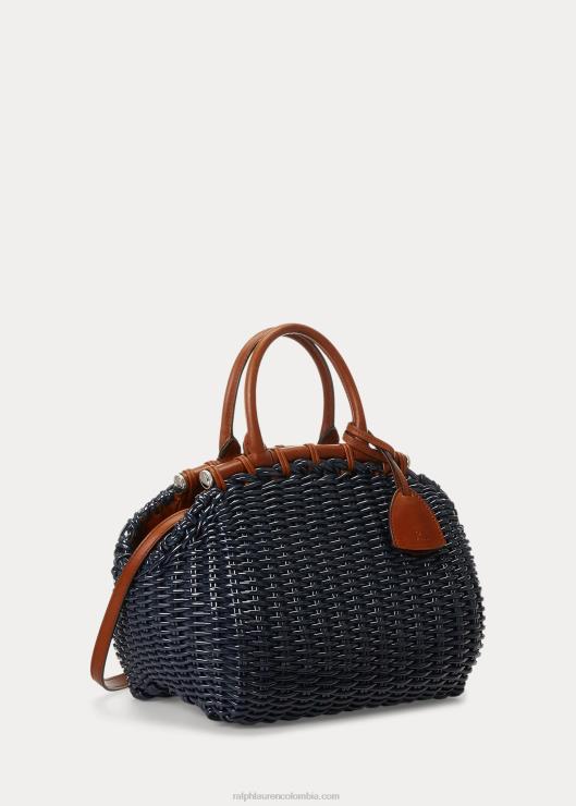 bolso de mano mini cesta de charol mujer marina marina Ralph Lauren 2XR2V5141